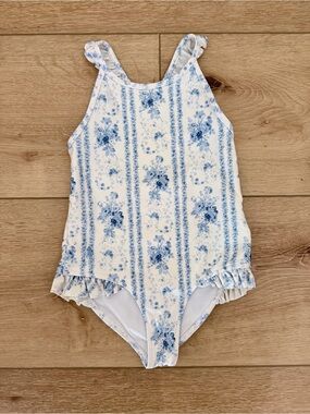 Polo Ralph Lauren Blue and white Floral One-Piece Toddler Swimsuit 3T
